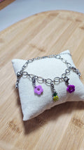 Bracelet argenté charms violets